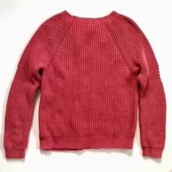 Gap Cable Knit Chunky Coral Coast Salmon Crew Neck Sweater Size M - Picture 10 of 11